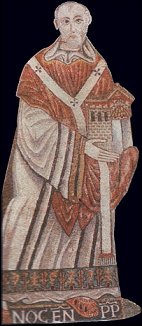 Papst Innozenz als Frderer der Kirche - zeitgenssisches Mosaik aus Santa Maria in Trastevere