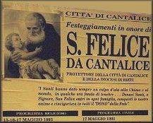 Ankündigung des Felixfestes in Cantalice am 15. - 19.3.1993